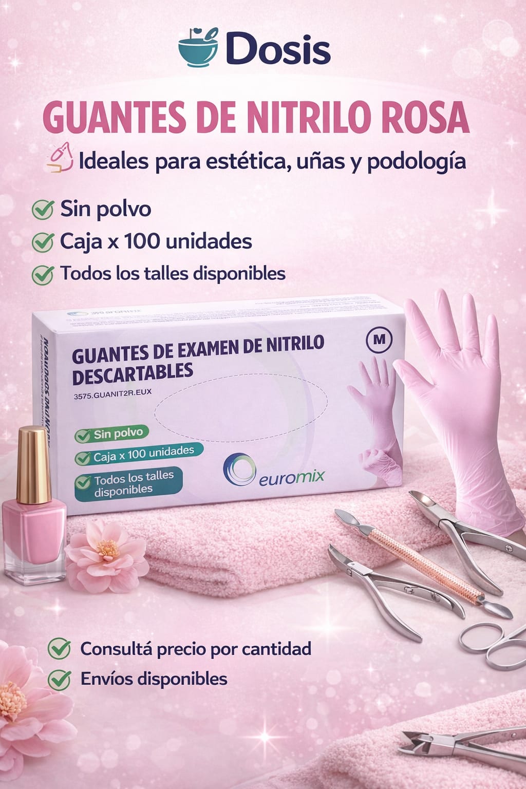 Guantes Nitrilo Rosa